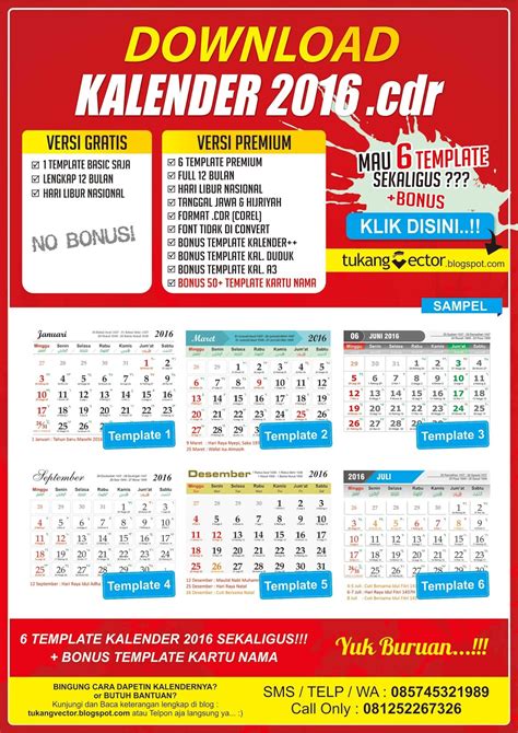 Download Template Kalender 2016 Lengkap Jawa Dan Hijriyah Tukang Vector