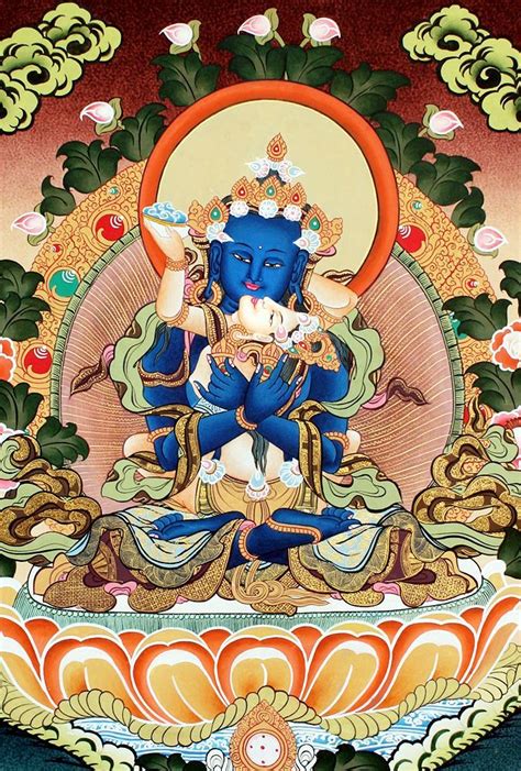 Thangka Painting Of The Buddhist Tantric Deity Vajradhara Sacred Art