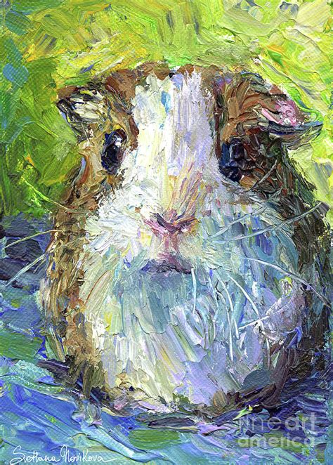 Whimsical Guinea Pig Painting Print Painting By Svetlana Novikova