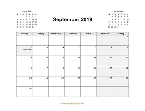 Printable Calendar For September 2019 Word Printable Calendar Pdf