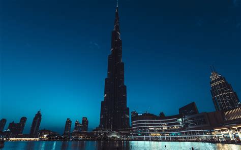 Herunterladen Hintergrundbild Burj Khalifa Dubai Uae Abend Die