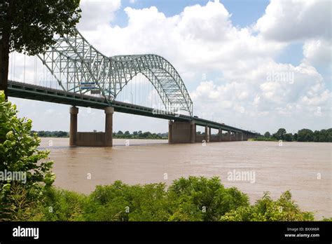 Interstate 40 Bridge Over The Muddy Mississippi River Connects Memphis