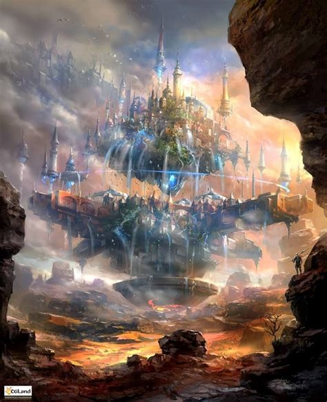 Floating Sci Fi City Fantasy City Fantasy Castle Fantasy Places Sci