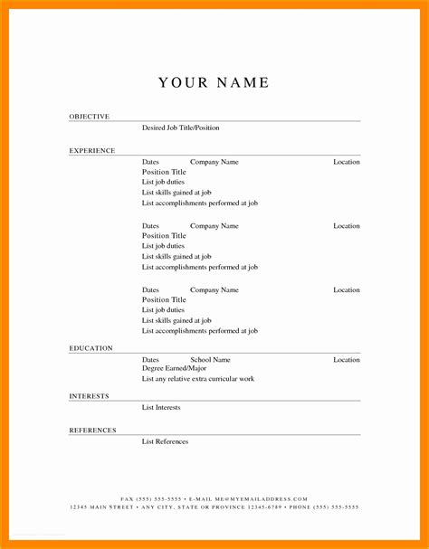 Free Blank Resume Templates Printable Of 46 Blank Resume Templates Doc