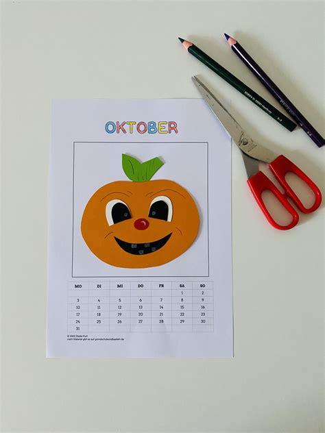 Monatskalenderblatt Oktober 🎃 — Grundschule Und Basteln