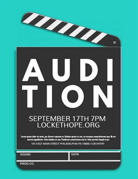 theater or film audition ad flyer poster social media post custom template cyan church