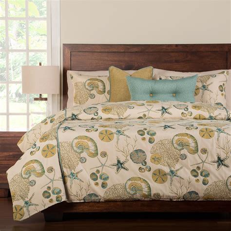 These are some of the beach themed comforter sets sold online at balmybreezedecor.com. Marco Island Coastal Bedding Set: Cabin Place