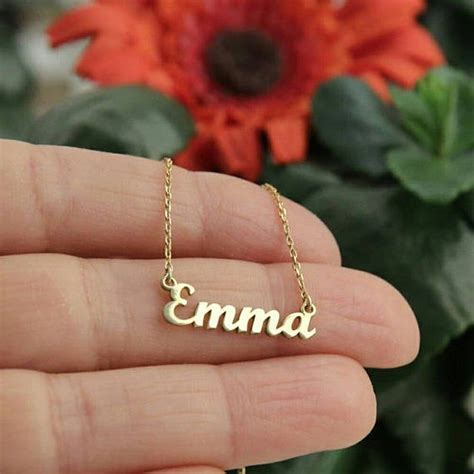 14k Solid Gold Tiny Name Necklace Name Necklace Personalized Etsy In