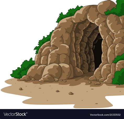 Cartoon Cave Isolated On White Background Vector Image On Képek Erdő
