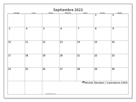 Calendario Septiembre De 2023 Para Imprimir “53ds” Michel Zbinden Py