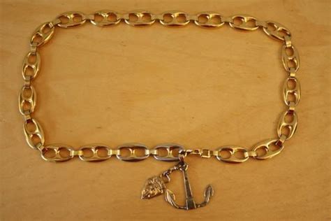 Nautical Vintage 70s Gucci Gold Plated Mariner Link Belt Or Necklace