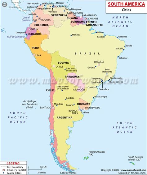 South American Cities Cities In South America South America Map