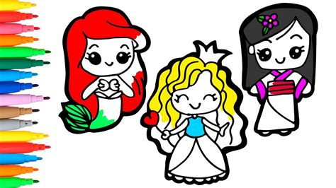 Dibuja Y Colorea Tres Princesas Kawaii 👸👸👸 Dibujos Para Niños Youtube