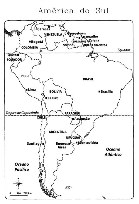 Blog De Geografia Mapa Da ‎américa Do Sul Com Países E Capitais Para