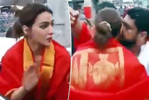 Adipurush Kriti Sanon Om Rauts Kiss Outside Tirupati Temple Receives Flak From Netizens Watch