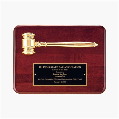 Rosewood Gold Gavel Plaque Award Crystal Images Inc