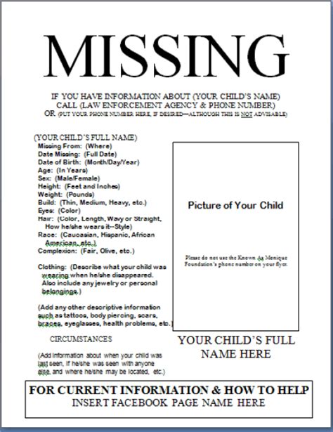 21 Free Missing Poster Word Excel Formats