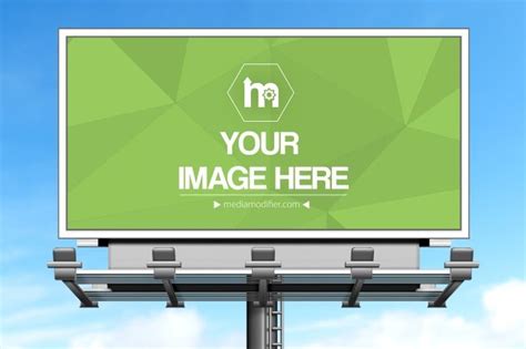 Mockup Template With A 3d Large Billboard On A Sky Background Upload