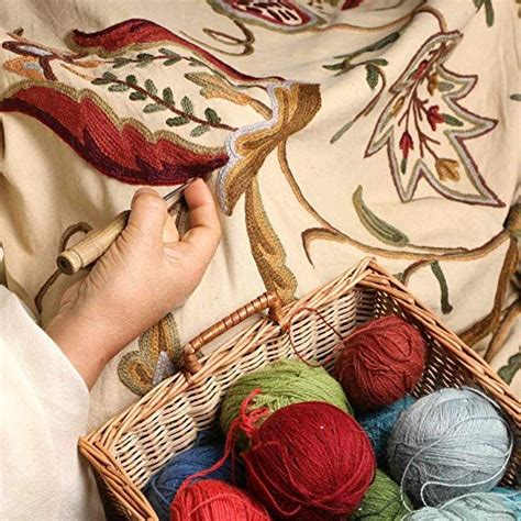 Kashmir Watlab Jacobean Hand Embroidered Wool On Cotton