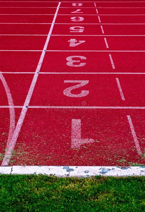Finish Line On Athleticsred Running Track Stock Image Image Of Field