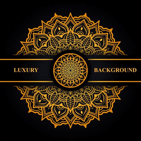 Luxury Gold And Black Mandala Card With Black Strip 1266417 Vector Art