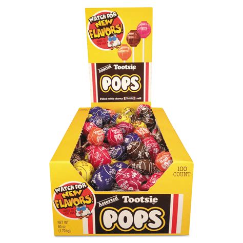 Tootsie Roll Tootsie Pops 076 Oz Assorted Flavors 100box