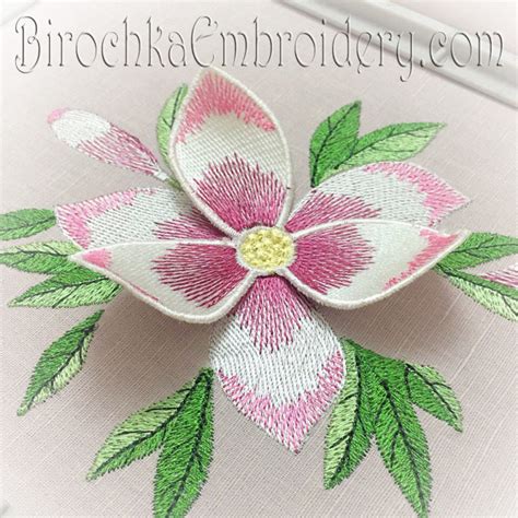 Flower Machine Embroidery Design With 3d Elements Birochka Embroidery