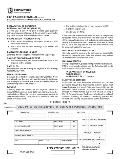 2021 Pa Form Pa 40 Es I Fill Online Printable Fillable Blank