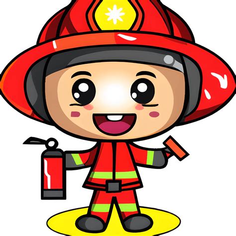 Fireman Vector Clipart Illustration Cartoon Kawaii Chibi · Creative Fabrica