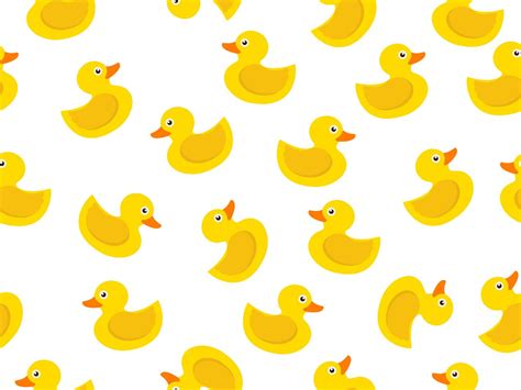 Seamless Pattern Of Yellow Rubber Duck On White Background 558878