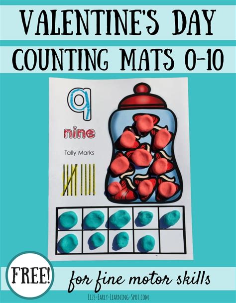 Valentines Day Play Dough Counting Mats Lizs Early Learning Spot