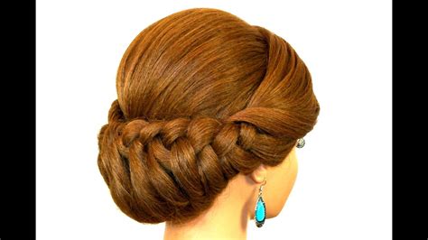 Braided Updo Hairstyle For Medium Long Hair Youtube