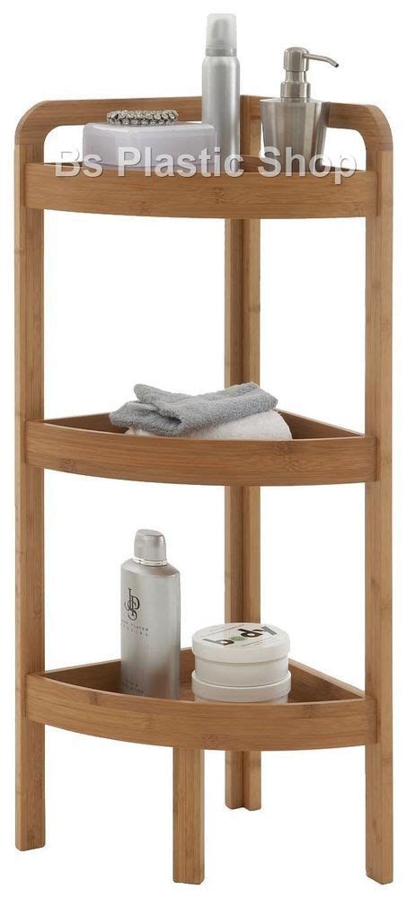 Corner bathroom shelves provide a creative way to make use of empty areas. Wooden Corner Shelf 3 Tier Bamboo Storage Unit Bathroom ...