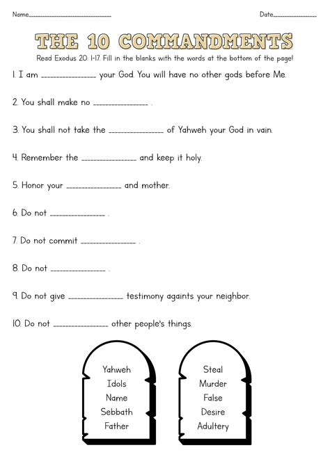 15 Free Printable 10 Commandments Worksheets Free Pdf At