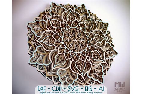 mandala 3d wall art cricut svg pattern s1 multilayer mandala digital cut file layered meditation