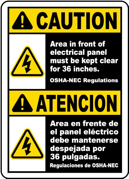 Electrical panel & distribution boards └ electrical boxes, panels & boards └ electrical equipment & supplies └ industrial supplies all categories food & drinks antiques art baby books, magazines business cameras cars, bikes. Bilingual Area in Front of Panel Must Be Kept Clear Label E3394BIL - by SafetySign.com