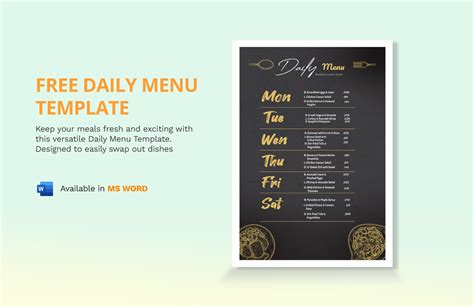 Free Daily Menu Template Download In Word