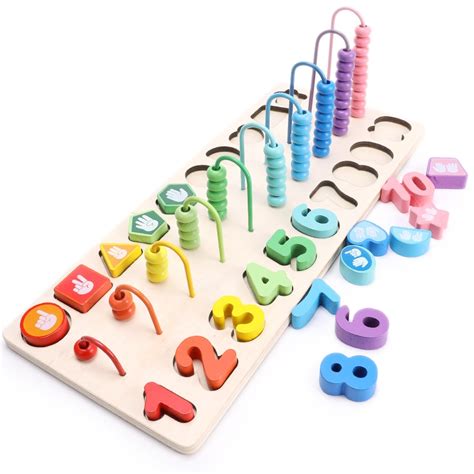 Children Wooden Montessori Abacus Learning To Count Numbers Matching