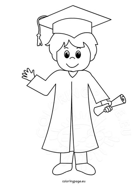 Cartoon Smiling Graduation Boy Coloring Page
