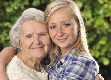 Grandmother With Granddaughter Stock Image Image Of Elderly Girl