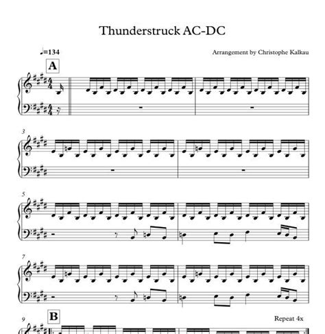 Thunderstruck Sheet Music Piano Pdf Printable Templates Free