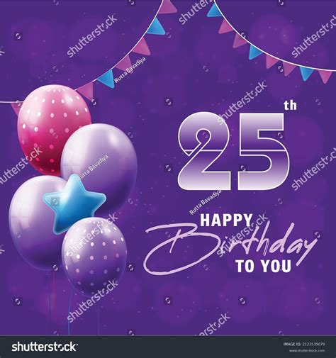 Happy 25th Birthday Greeting Card Vector Stock Vector Royalty Free