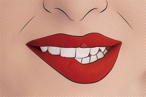 Woman Biting Her Lip In A Sensual Way Stock Illustration Illustration