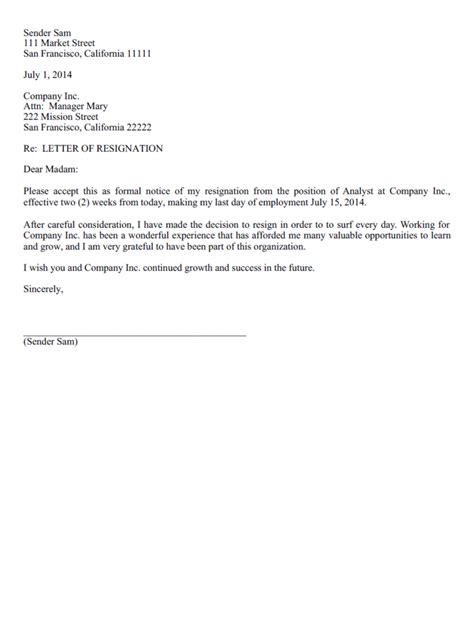 Resignation Letter Template Create A Free Resignation Letter Form