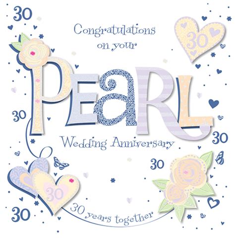 Handmade Pearl 30th Wedding Anniversary Greeting Card Cards Love Kates