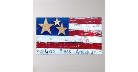 Usa Flag Old Antique Flag Photo God Bless America Poster