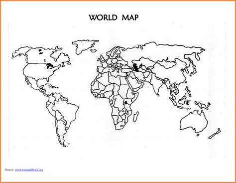 Blank World Map Image With White Areas And Thick Borders B3c Ecc