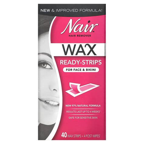 Nair Hair Remover Wax Ready Strips For Face And Bikini 40 Wax Strips 4 Post Wipes