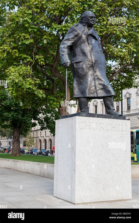 Uk England London Winston Churchill Statue Parliament Square Stock