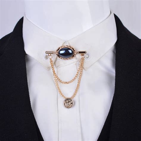 Crystal Brooch Tassel Collar Long Chain Brooch Open Shirt Pin Shawl